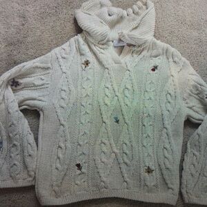 Charming Cream Cable Knit Sweater for Kids
